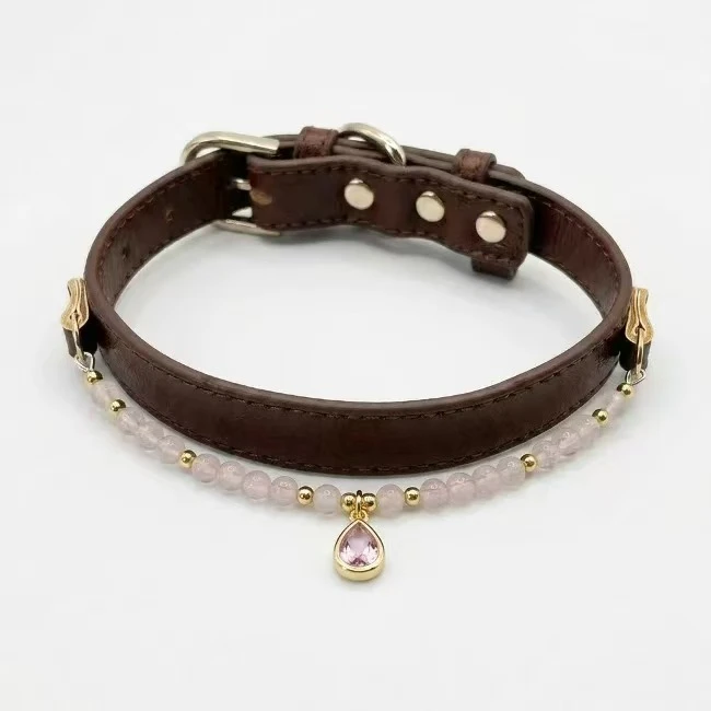 Luxury Rhinestone ak Natirèl Crystal kolye bèt kay
